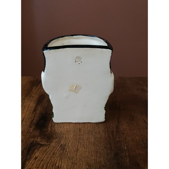 Vintage Charlie Toby Head Vase Porcelain Wall Pocket Winking Old Man Green Tie - Picture 7 of 11